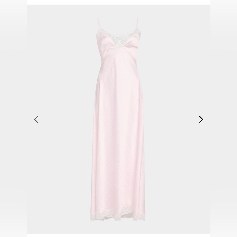 NWT LoveShackFancy Manuela Satin Polka Dot Maxi Slip Dress medium - Picture 6 of 9